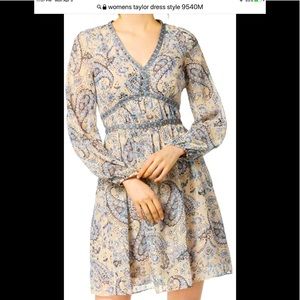 Taylor paisley v-neck long sleeve dress